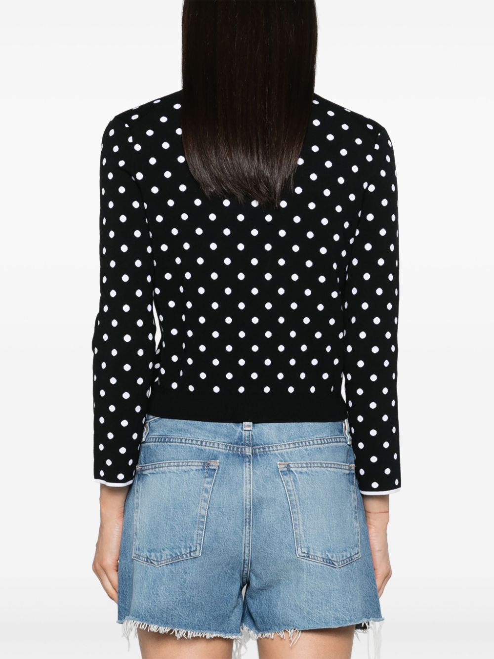 Shop Maje Polka Dot-print Cardigan In Black