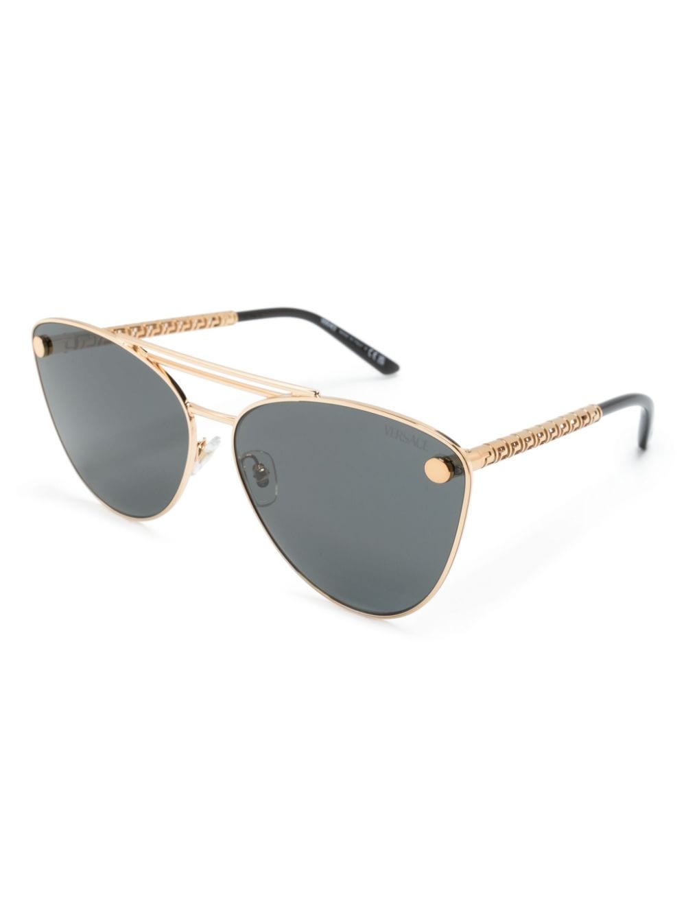 Shop Versace Tubular Greca Cat-eye Sunglasses In Gold