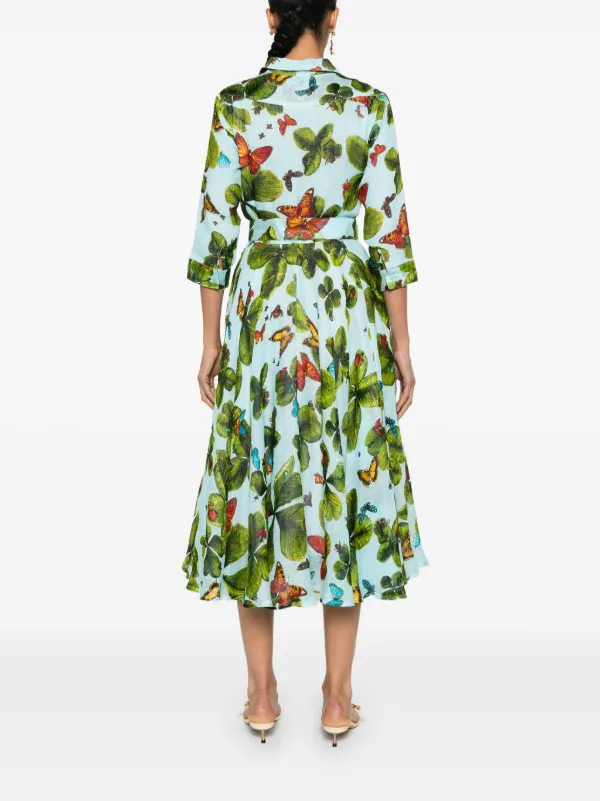 Samantha Sung Aster clover-print Dress | Blue | FARFETCH GE