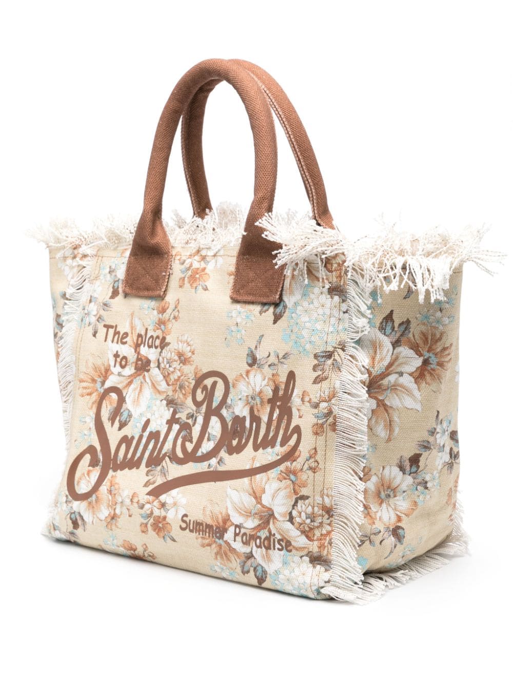 Shop Mc2 Saint Barth Vanity Floral-print Beach Bag In Neutrals