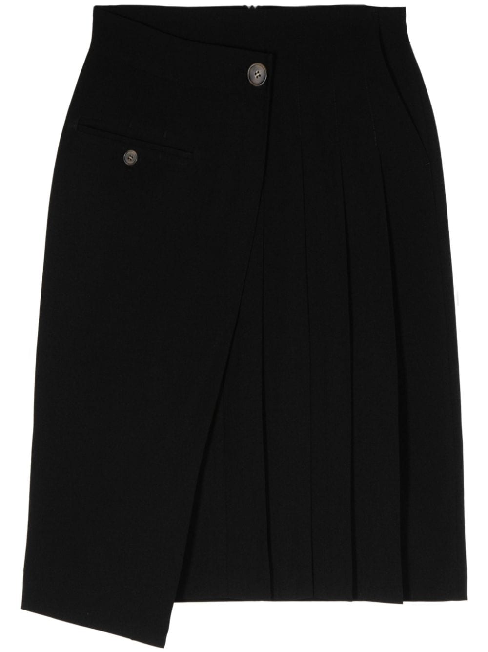 J Koo Asymmetric Wraped Skirt In Black