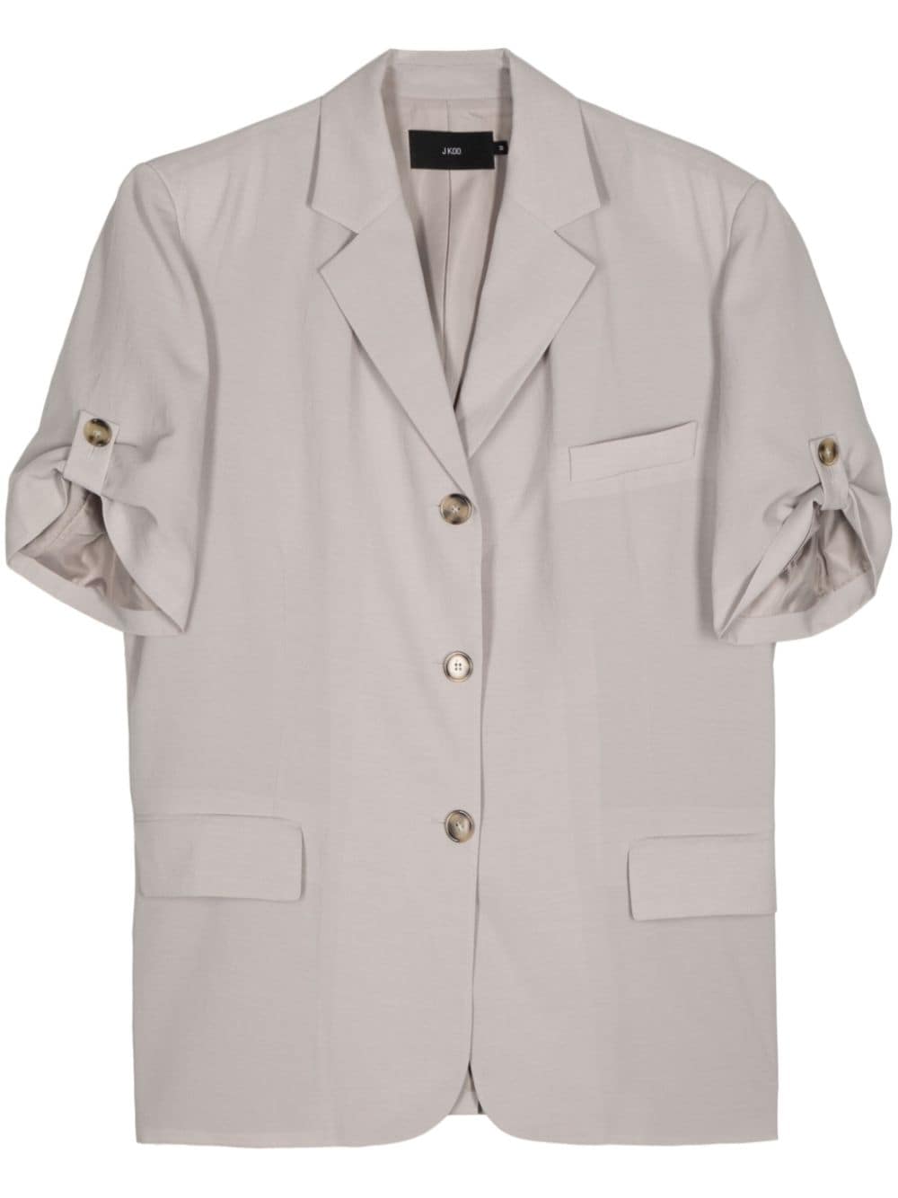 J Koo Short-sleeve Single-breasted Blazer In Neutrals