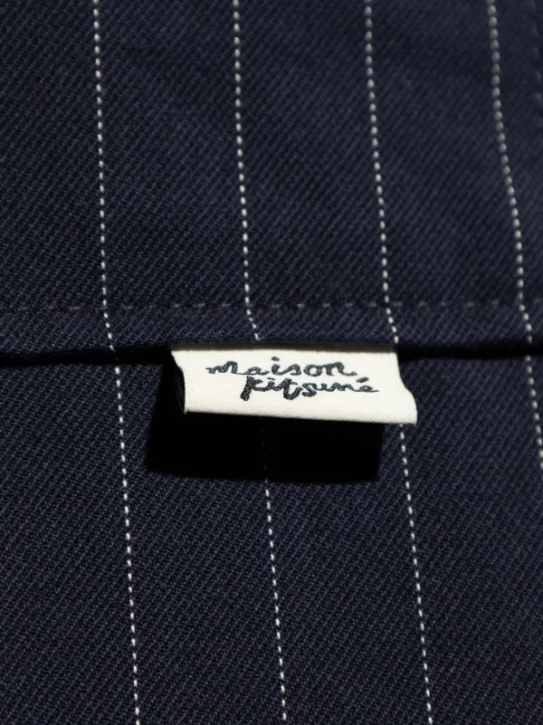 Maison Kitsuné Pinstriped Shirt Jacket | Blue | FARFETCH JO