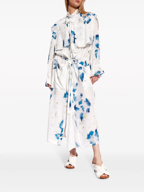 LEMAIRE floral-print Layered Shirtdress | White | FARFETCH JO