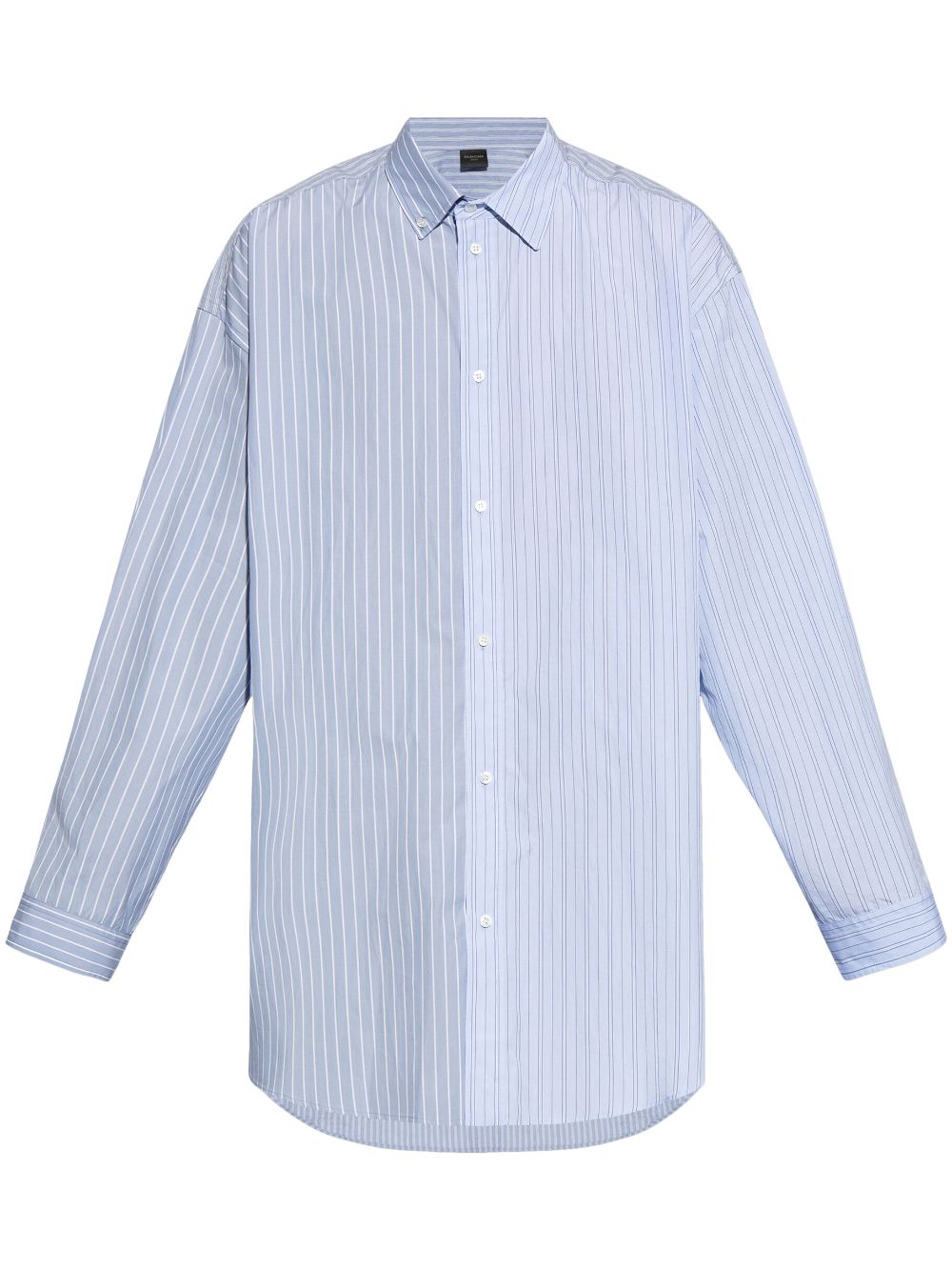 Balenciaga Striped Cotton Shirt In Blue