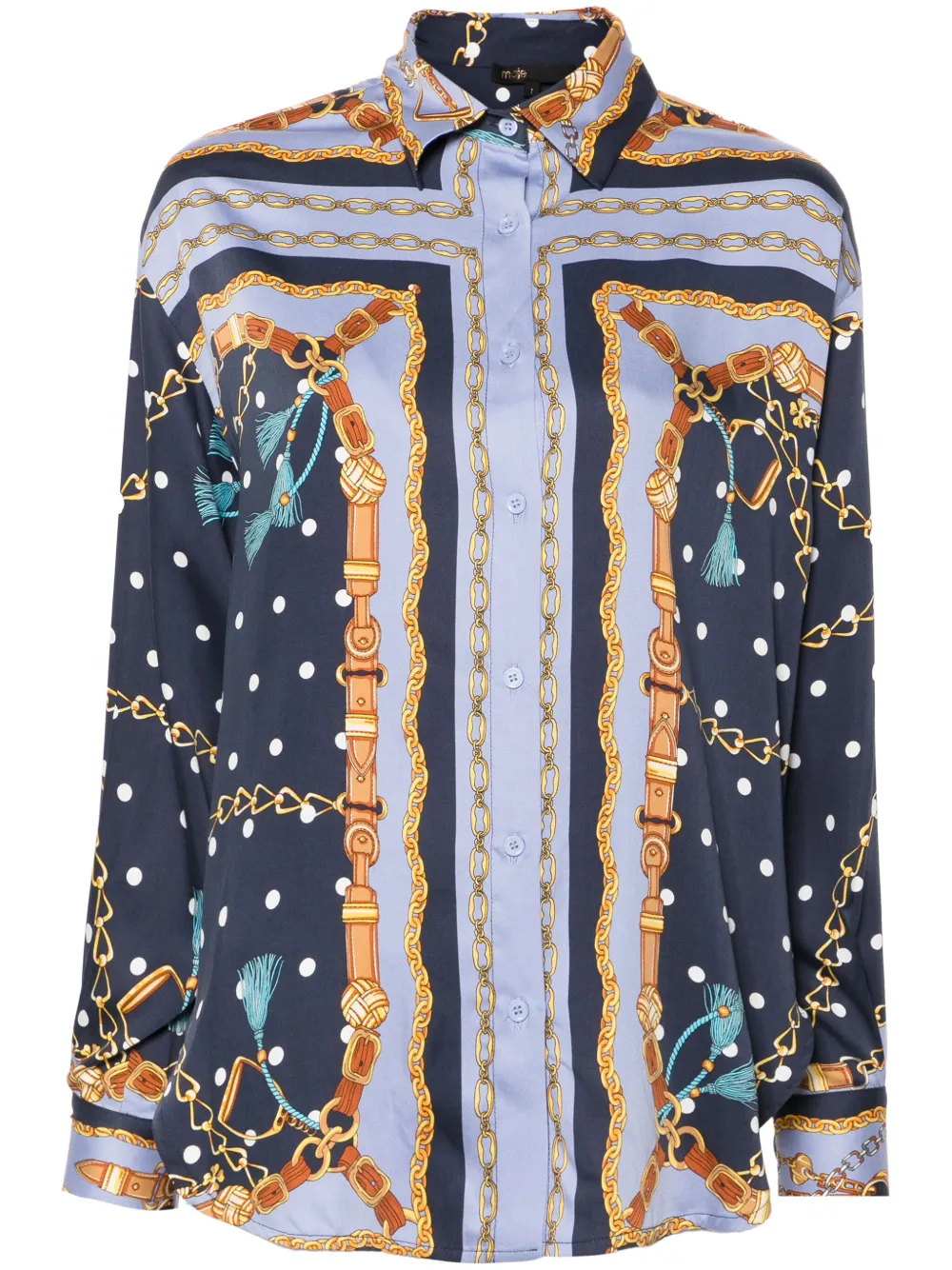 Maje satin-effect patterned shirt Women