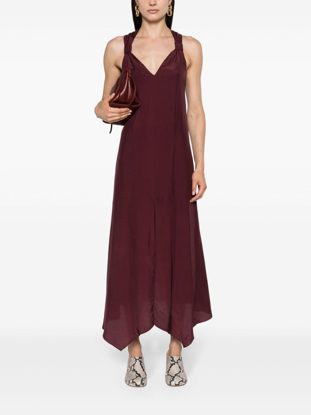 Patrizia Pepe V-neck satin maxi dress - Rood