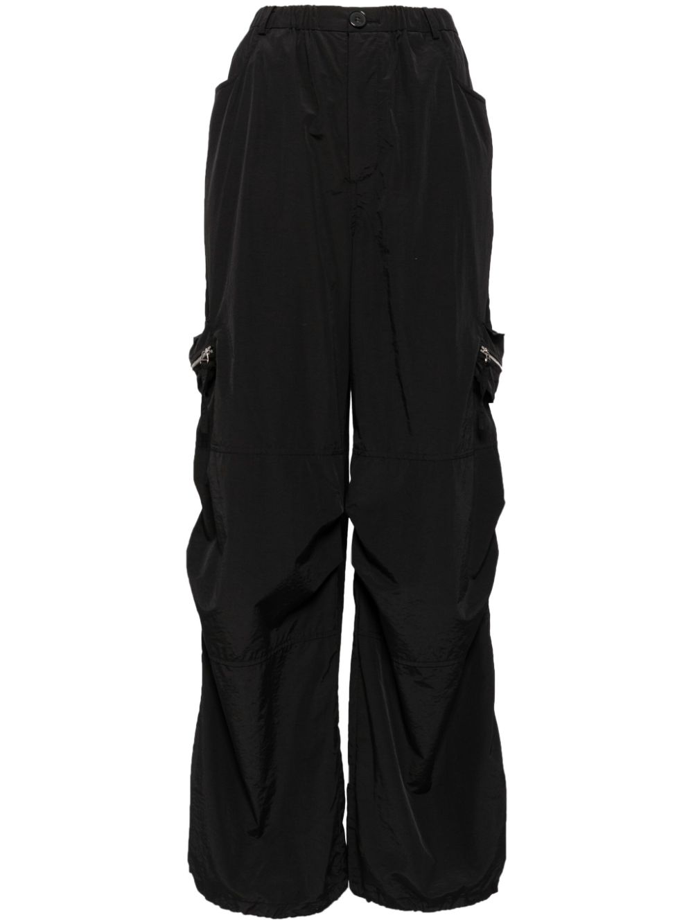 J Koo Wide-leg Cargo Trousers In Black