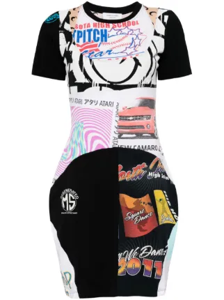 Marine Serre Regenerated Graphic Tシャツワンピース | ブラック 