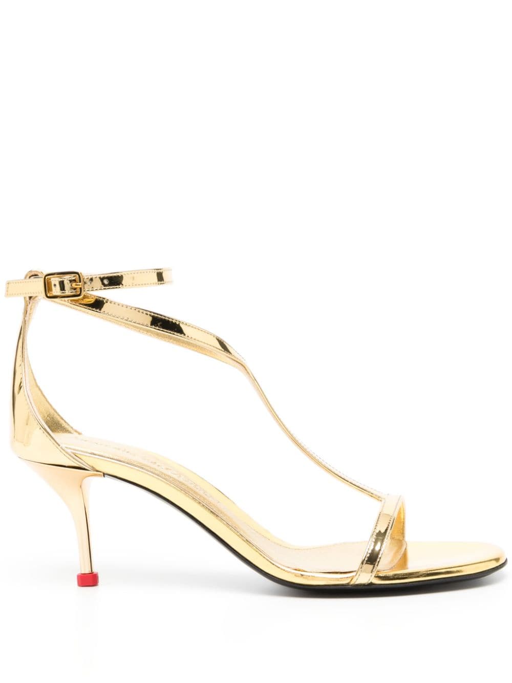 Alexander Mcqueen 90mm T-bar Leather Sandals In Gold
