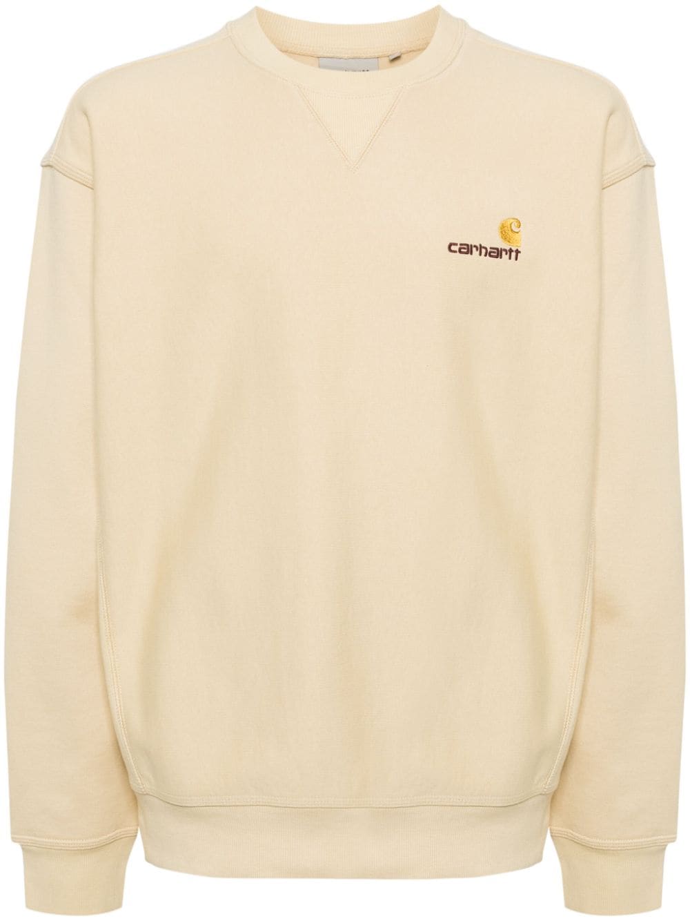 Shop Carhartt Embroidered-logo Cotton-blend Sweatshirt In Yellow