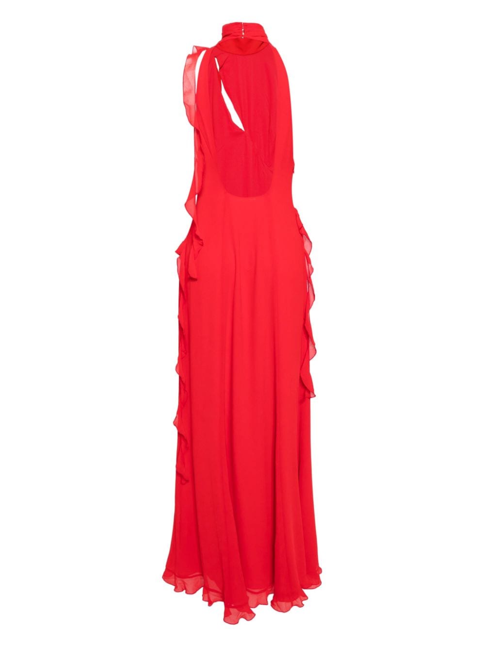 Shop De La Vali Parfait Ruffled Maxi Dress In Red