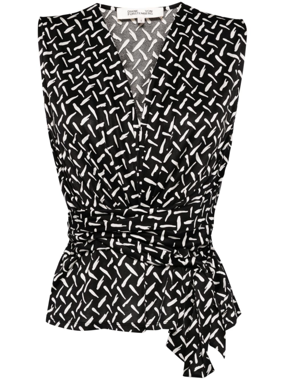 Shop Diane Von Furstenberg Rachael Graphic-print Wrap Top In Black