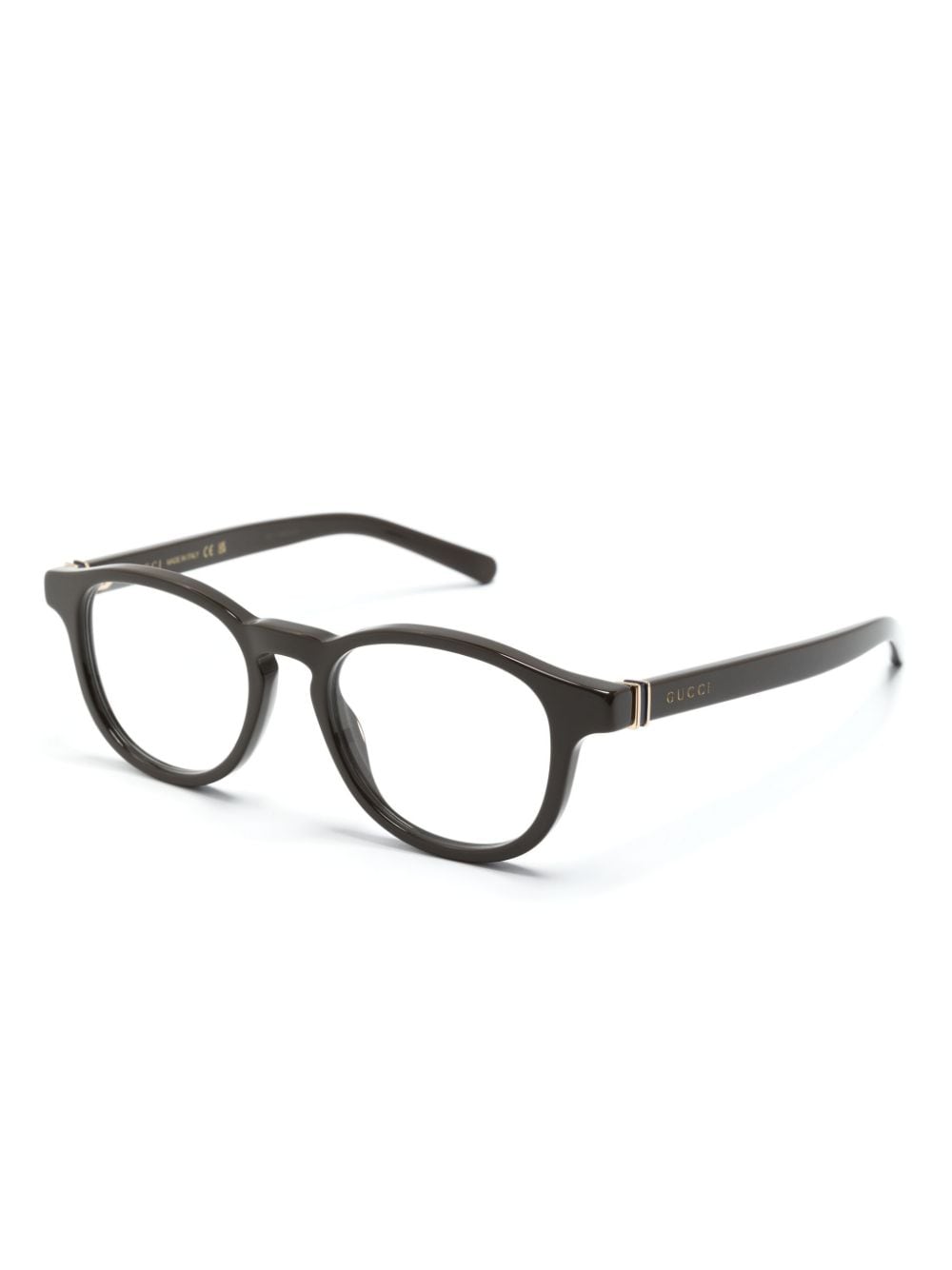 Shop Gucci Oval-frame Glasses In Brown