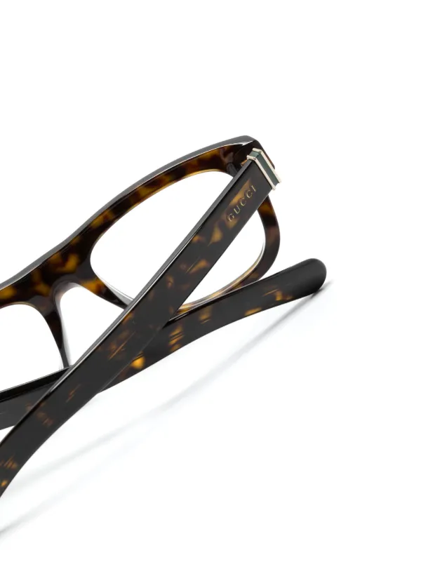 Gucci Eyewear スクエア眼鏡フレーム | ブラウン | FARFETCH JP