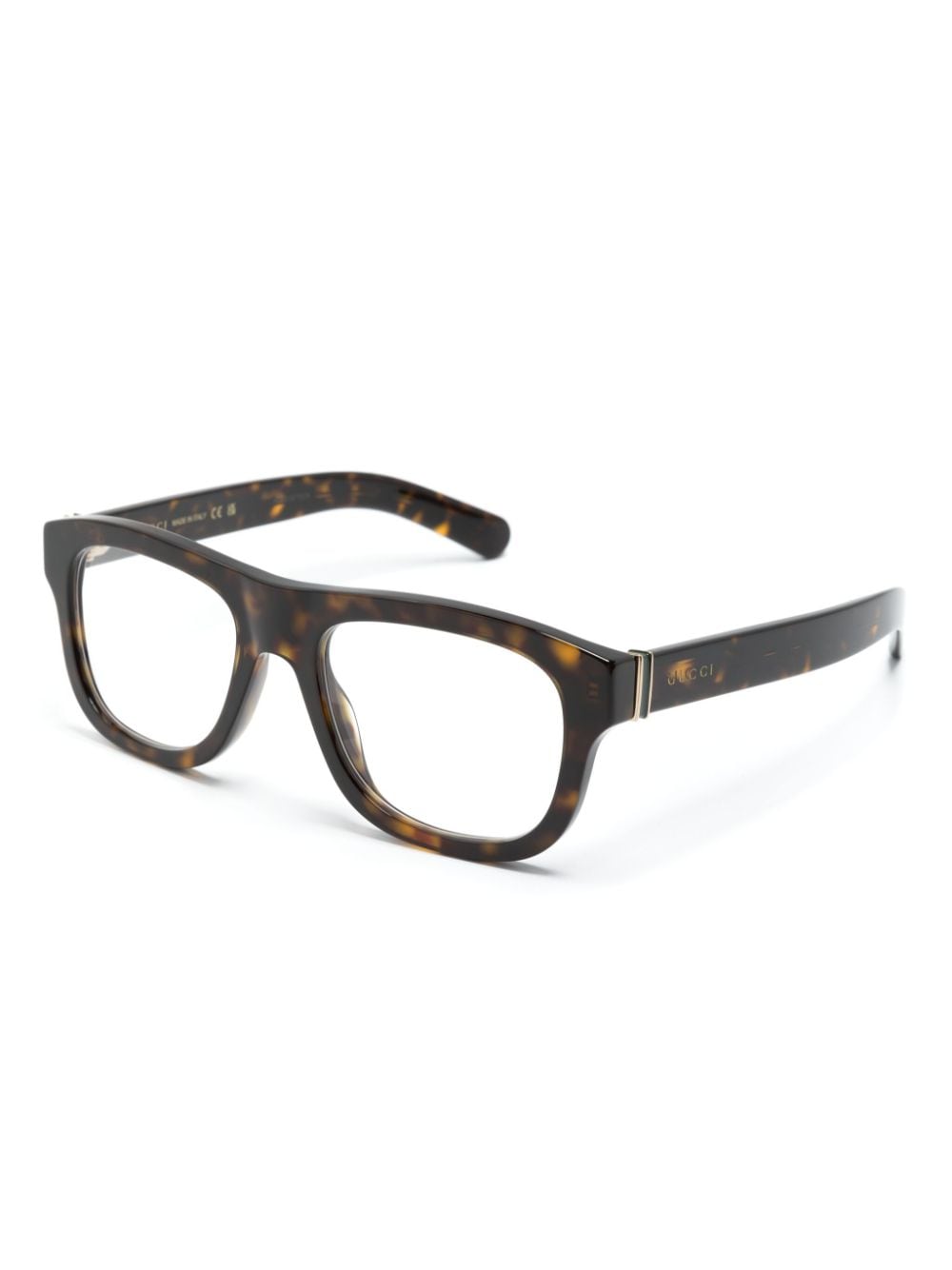 Shop Gucci Rectangle-frame Glasses In Brown