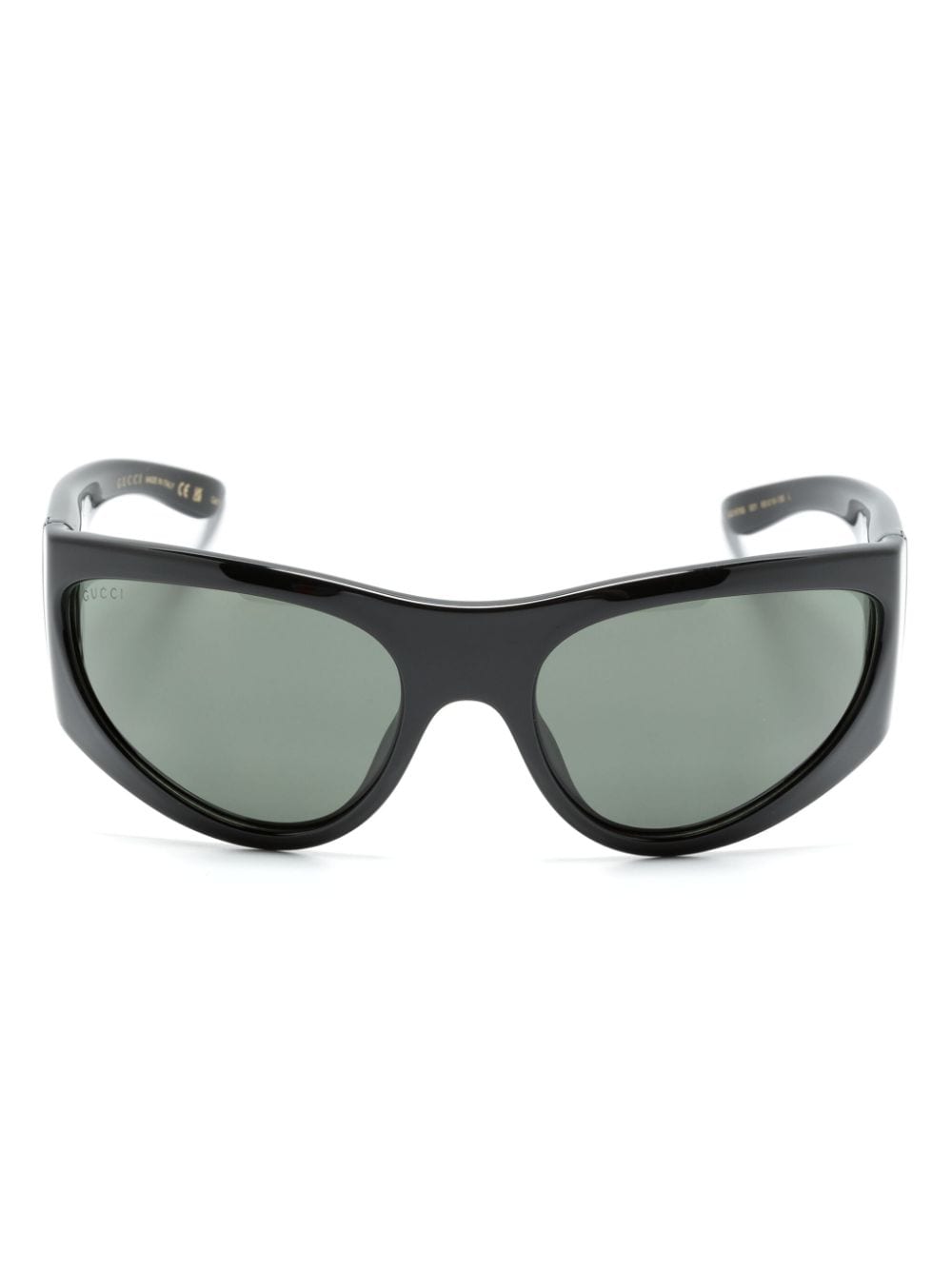 Gucci Logo-plaque Oval-frame Sunglasses In Green