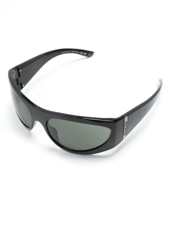 Gucci Eyewear オーバルフレーム サングラス | ブラック | FARFETCH JP