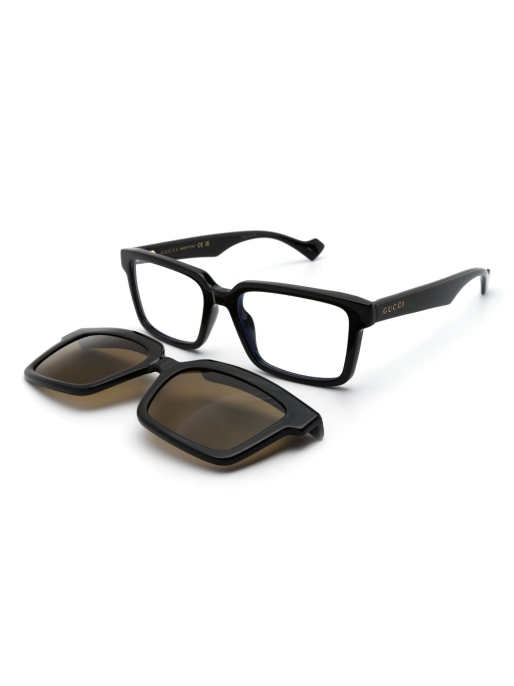 Shop Gucci Rectangle-frame Clip-on Glasses In Black