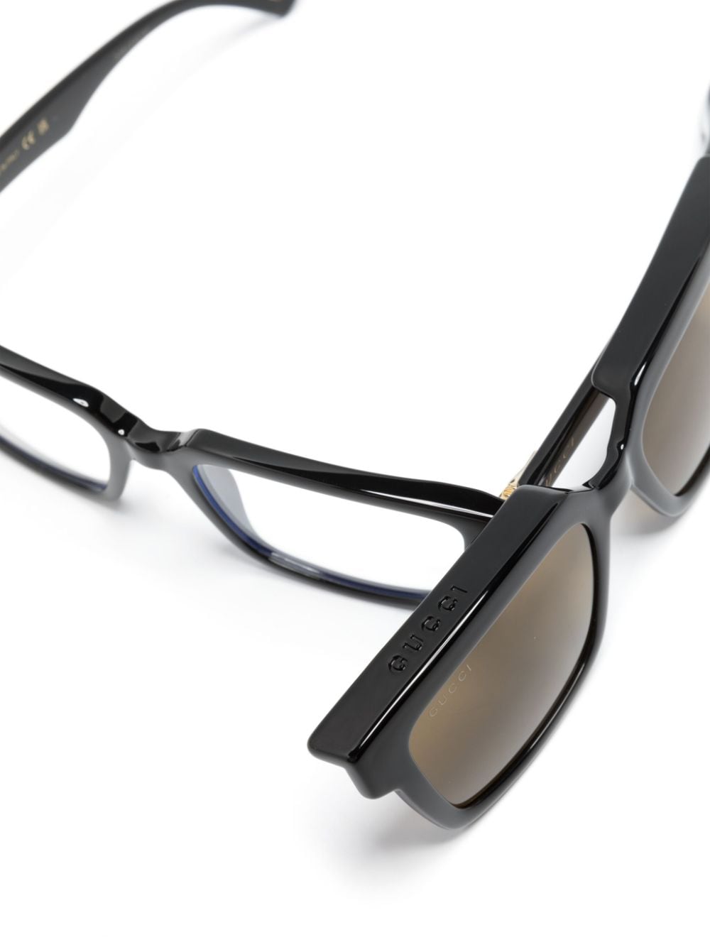 Shop Gucci Rectangle-frame Clip-on Glasses In Black