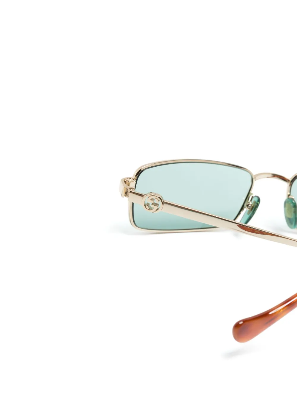 Shop Gucci Rectangle-frame Sunglasses In Green