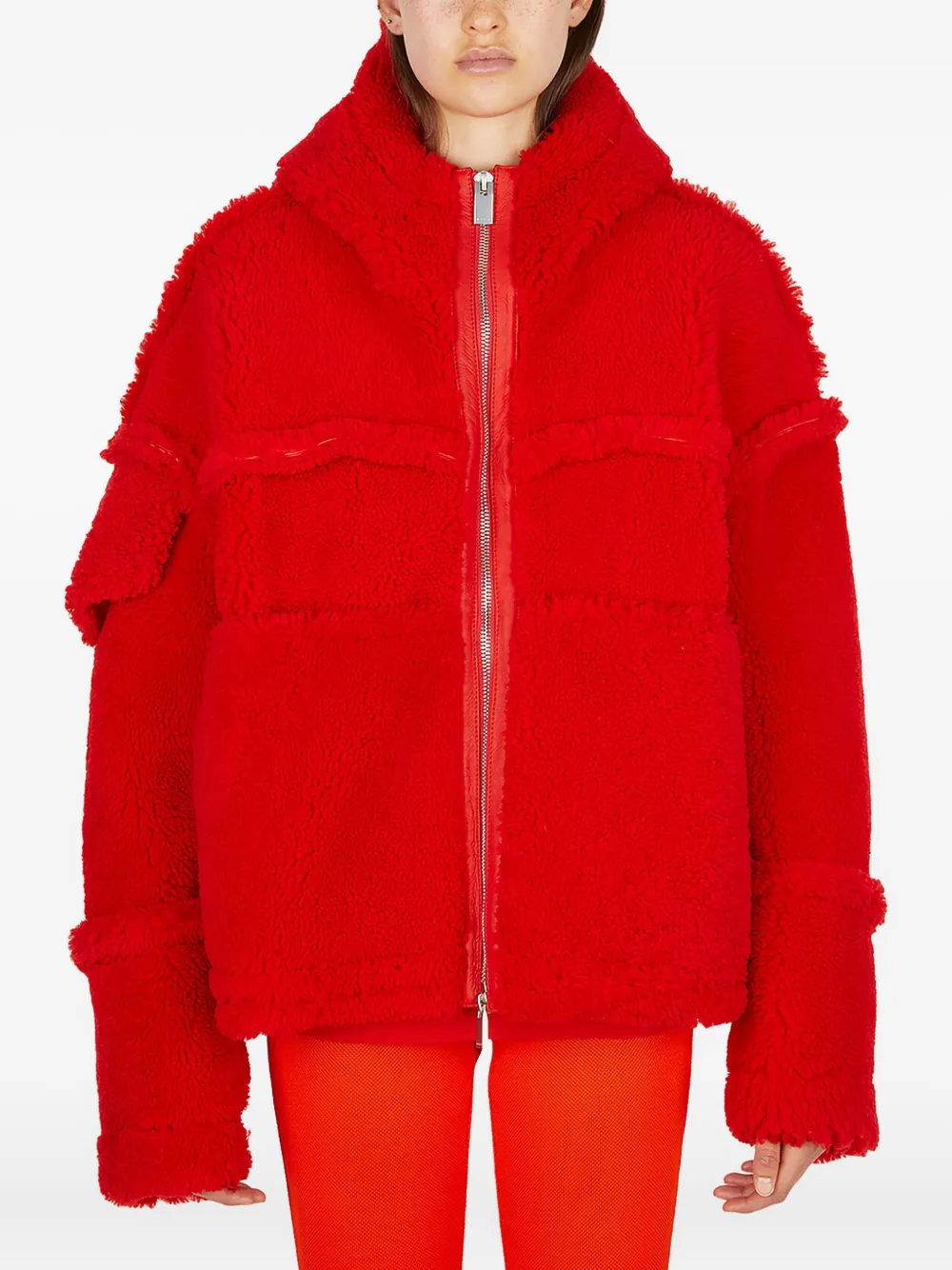 1017 ALYX 9SM hooded shearling jacket Rood
