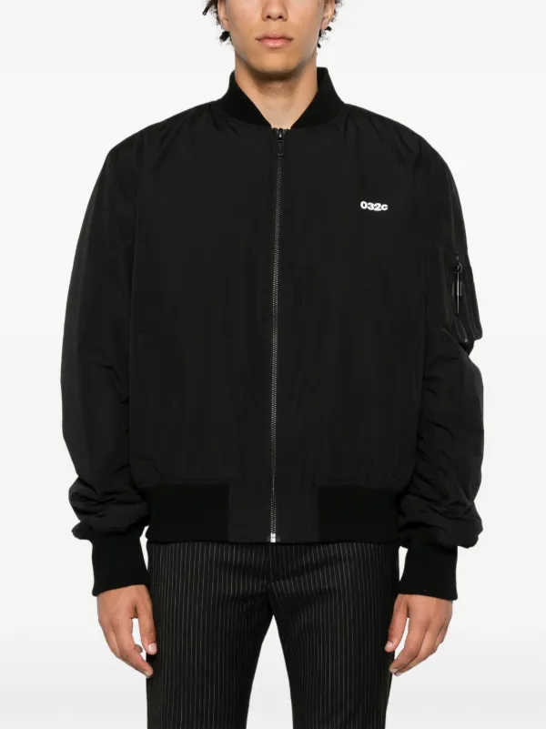 032c logo-print Bomber Jacket | Black | FARFETCH JO