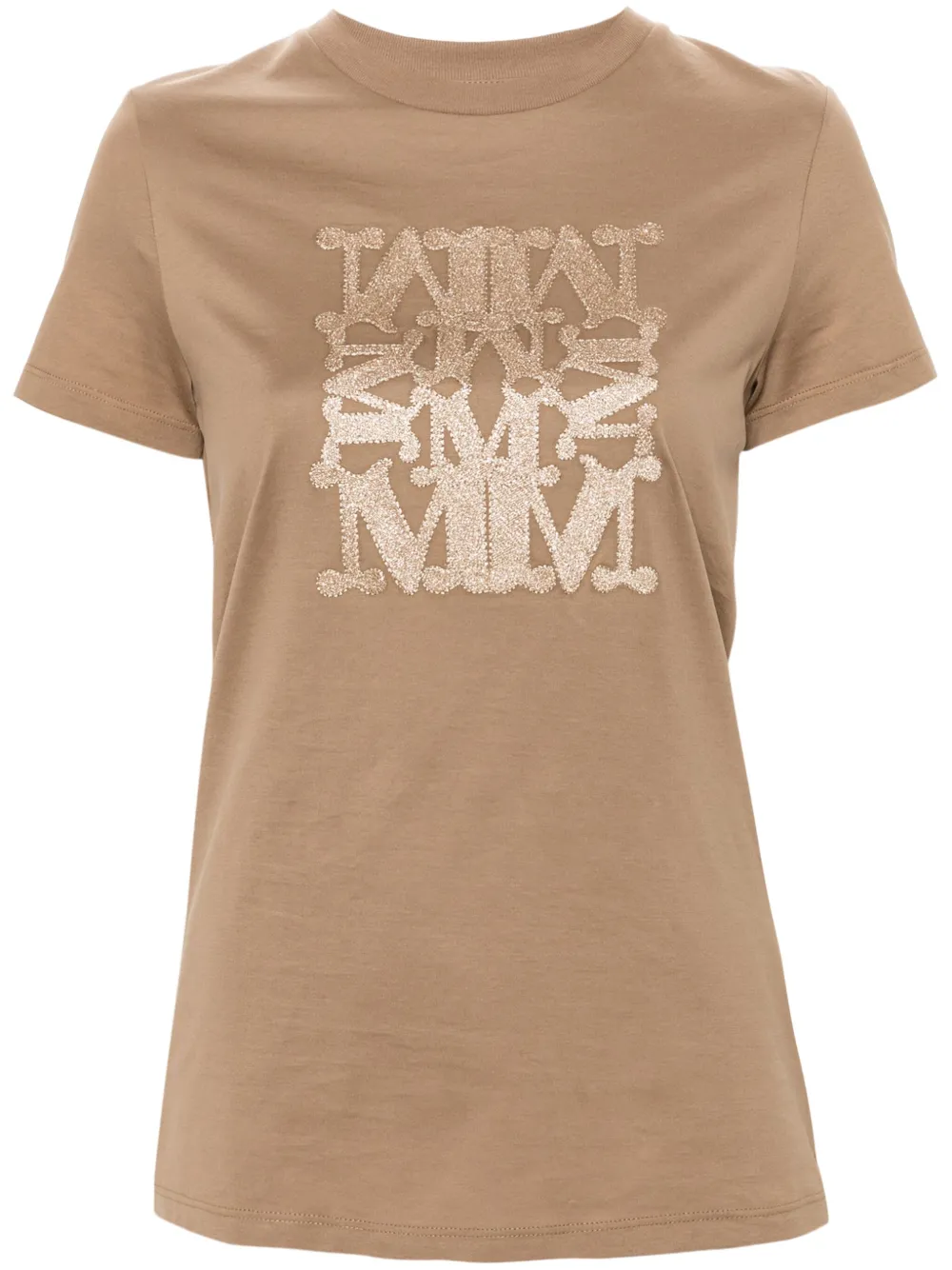 Max Mara Taverna Logo-embroidered T-shirt In Brown