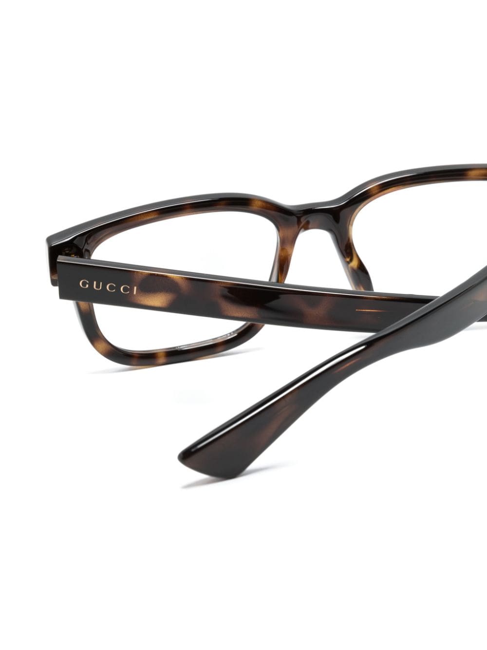 Shop Gucci Tortoiseshell Rectangle-frame Glasses In Brown