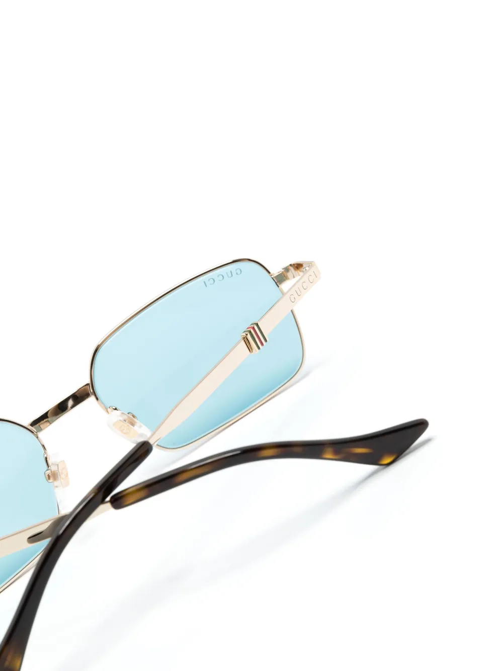 Gucci Eyewear Zonnebril met rechthoekig montuur Goud