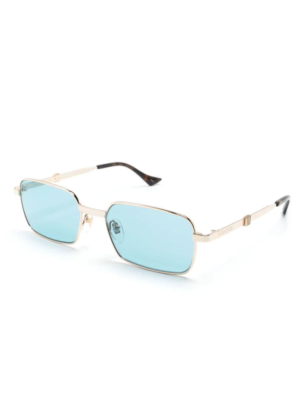 Gucci Eyewear Zonnebril met rechthoekig montuur Goud