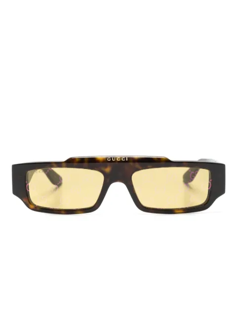 Gucci Eyewear 玳瑁纹长方形框太阳眼镜