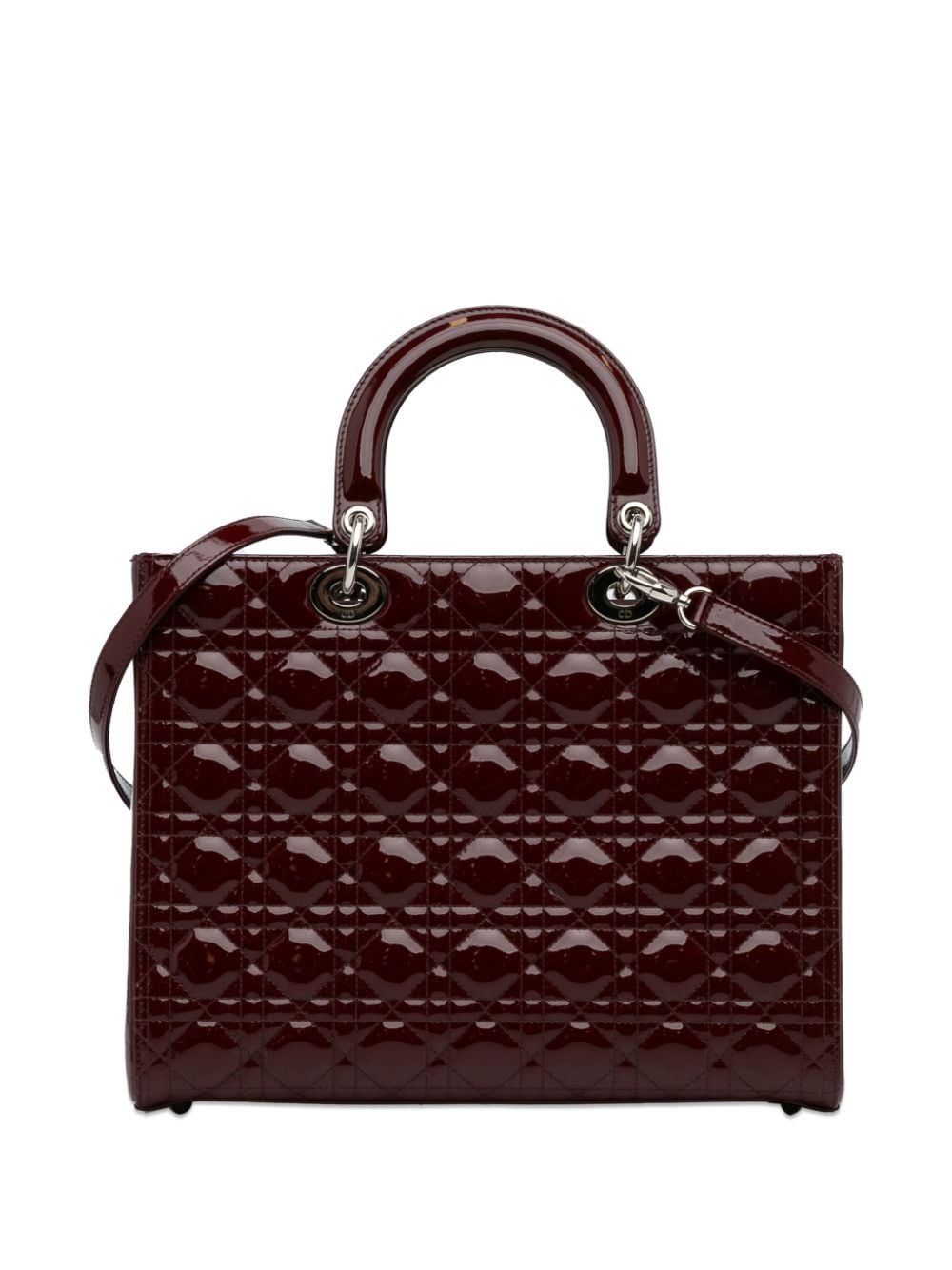 Pre-owned Dior 2011 Large Cannage Patent Lady  Satchel In 红色