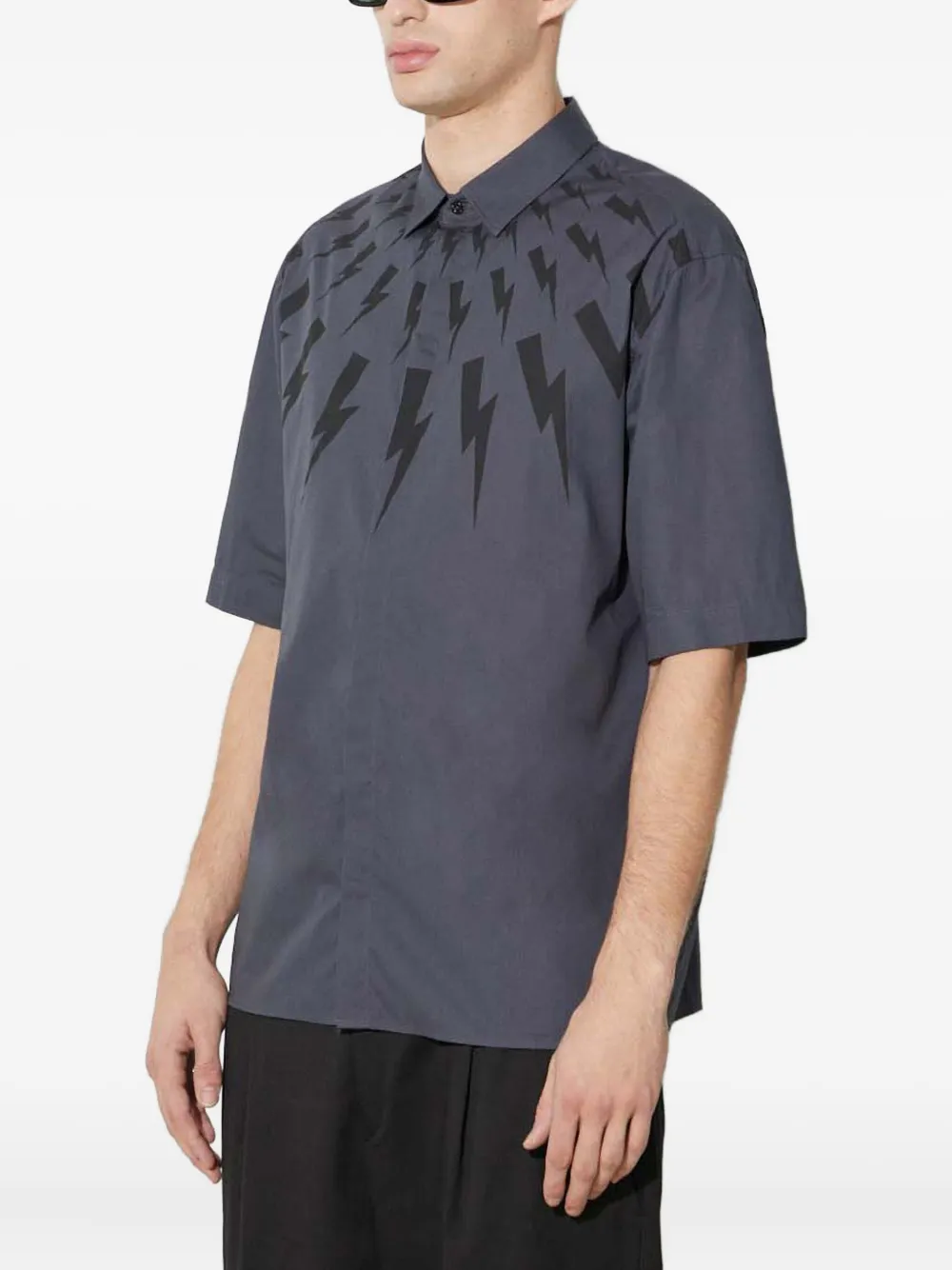 Neil Barrett Lightning Bolt Shirt In Blue