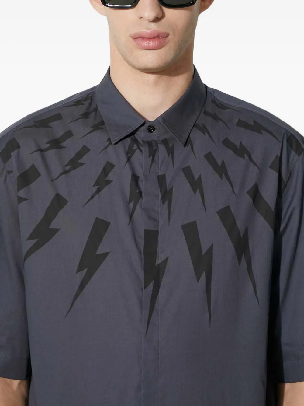 Neil Barrett Lightning Bolt Shirt In Blue
