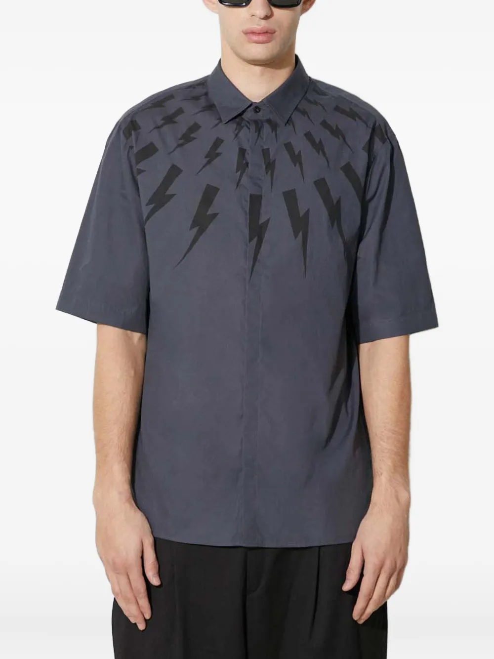Neil Barrett Hemd mit Blitz-Print | Blau | Image 1