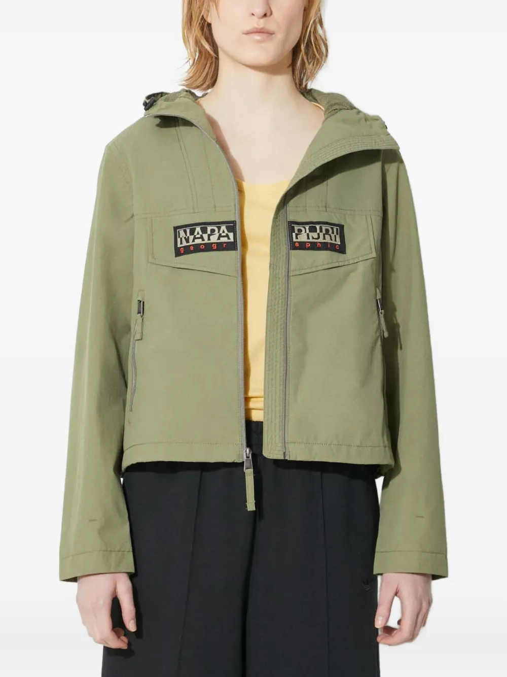 Napapijri hooded logo-patch jacket | Green | Image 1