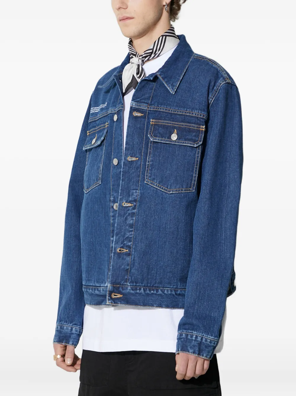 Pangaia Denim jack met zak afwerking Blauw