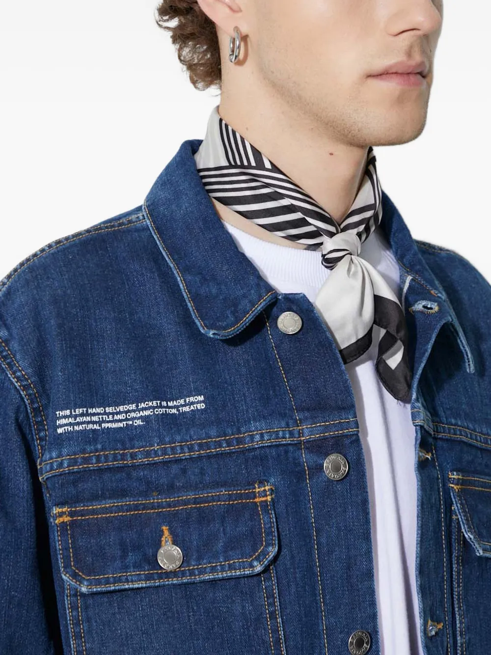 Pangaia Denim jack met zak afwerking Blauw