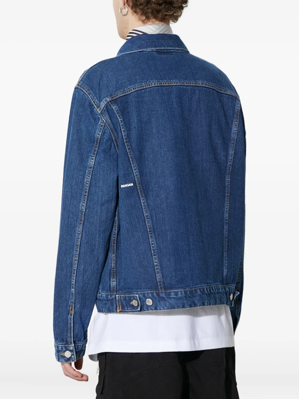 Pangaia Denim jack met zak afwerking Blauw