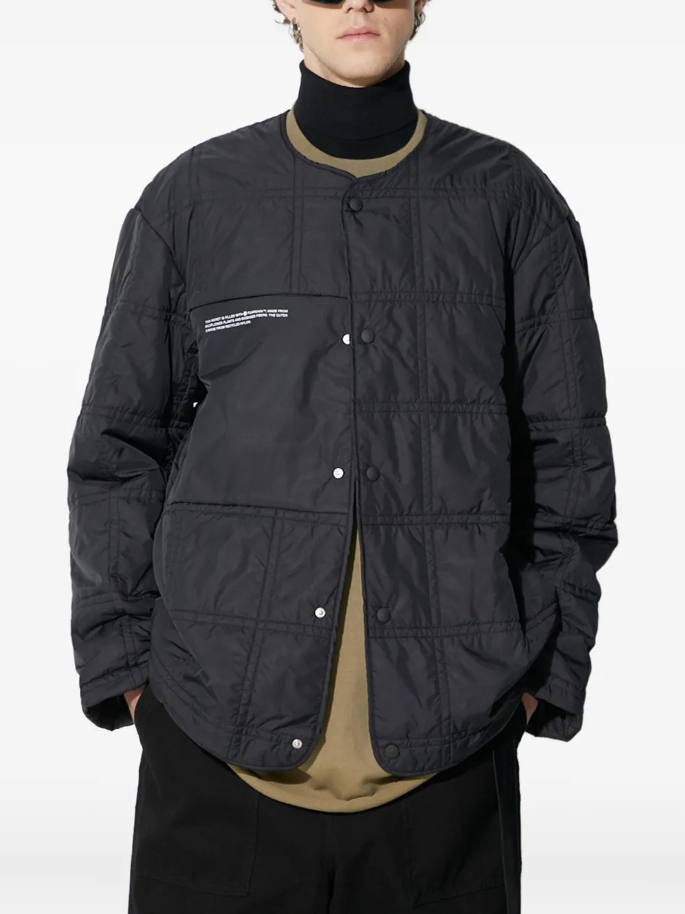 Pangaia quilted buttoned jacket | Black | Image 1