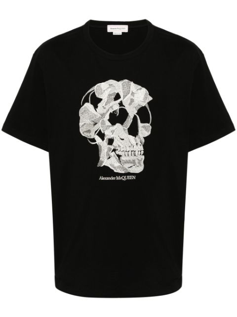 Alexander McQueen skull-embroidered cotton T-shirt