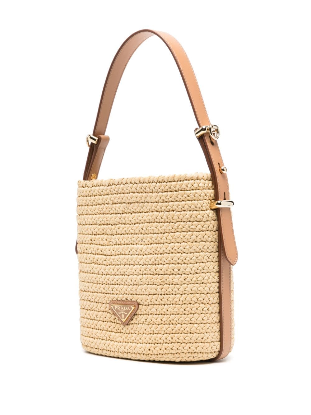 Shop Prada Triangle-logo Raffia Mini Bag In Neutrals