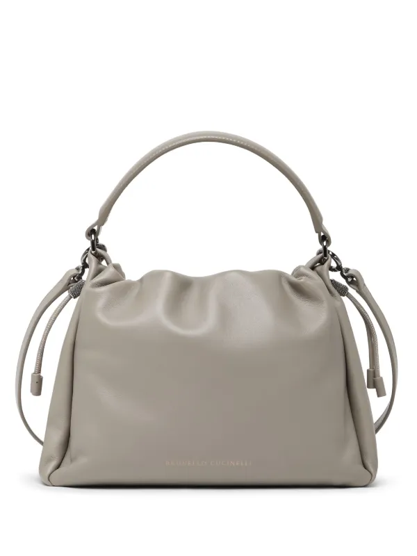 Small grey leather handbag sale