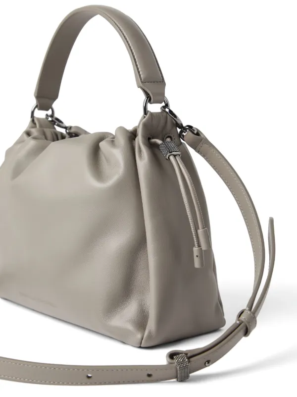 Brunello Cucinelli Small Mellow Leather Bucket Bag Grey FARFETCH AO