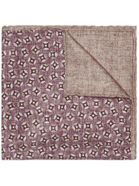 Brunello Cucinelli geometric-pattern silk pocket scarf Men