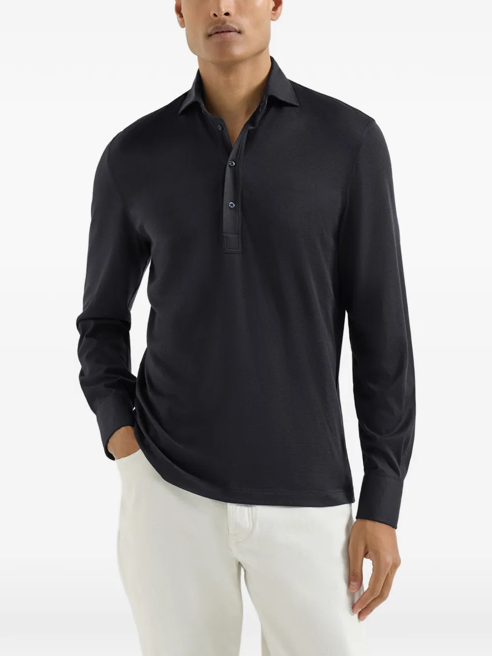 Brunello Cucinelli Poloshirt met lange mouwen Blauw