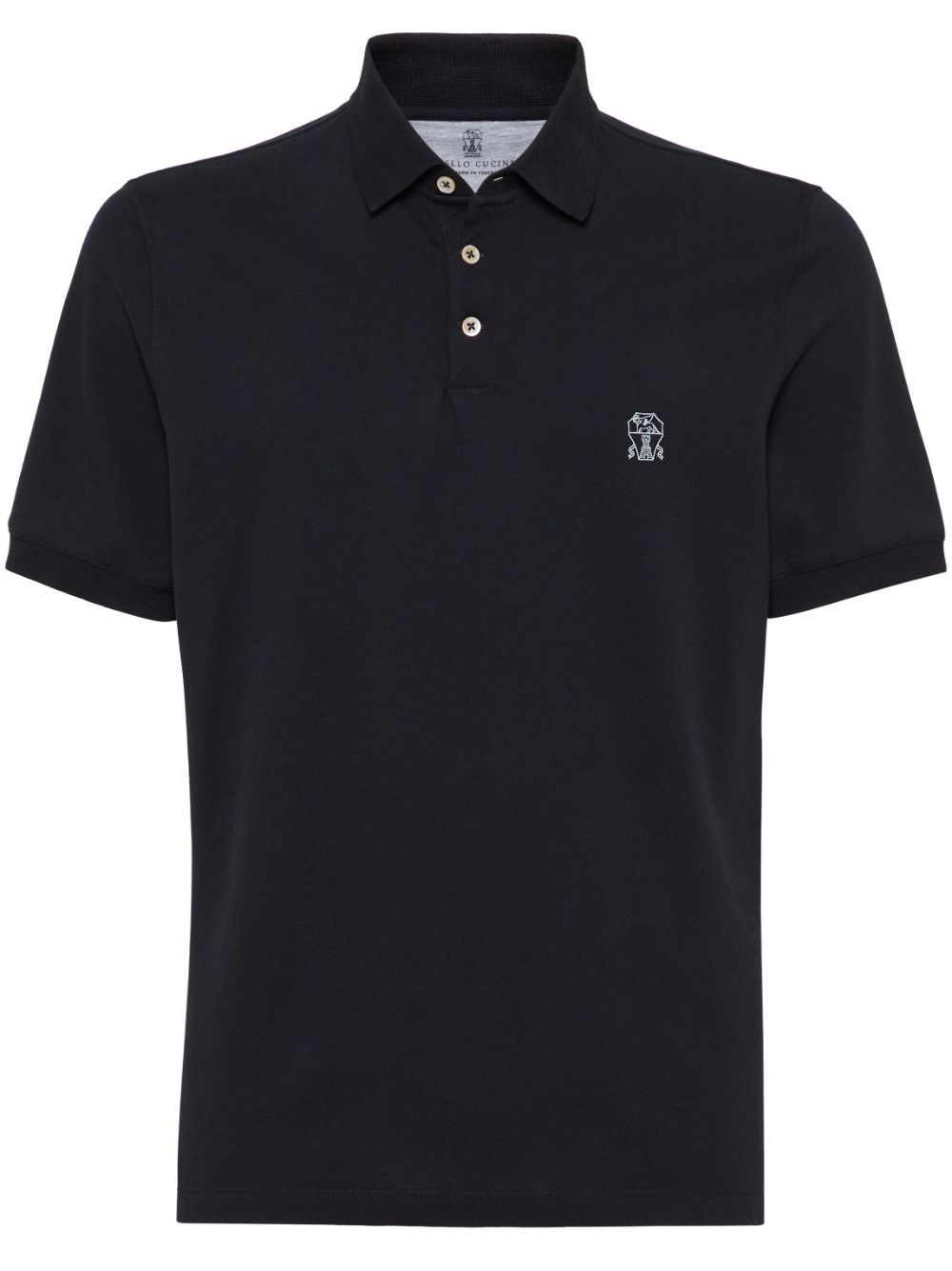 Brunello Cucinelli Logo-embroidered Cotton Polo Shirt In Black