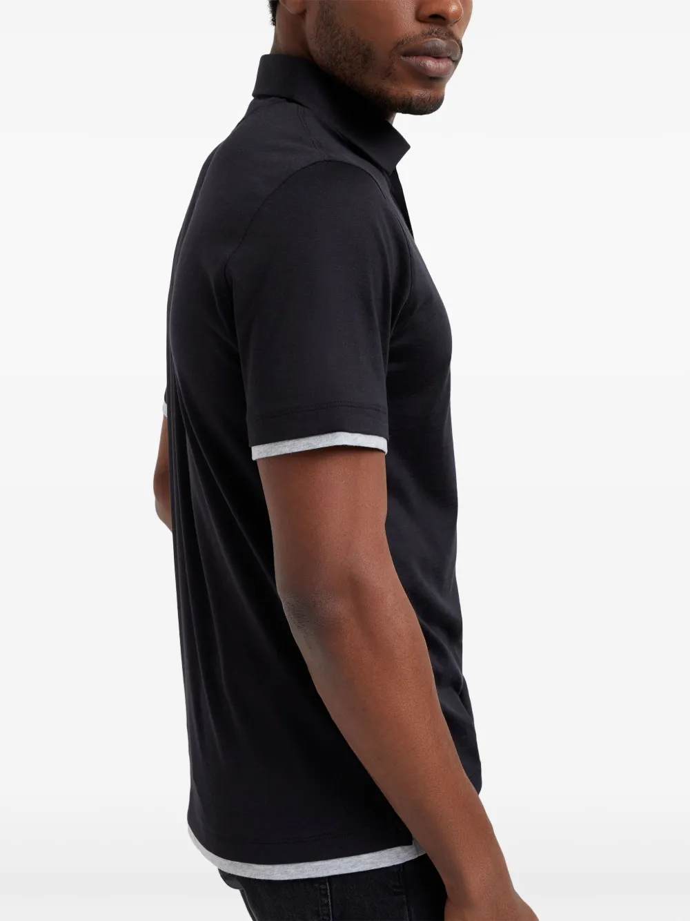 Brunello Cucinelli Button-fastening Cotton Polo Shirt In 黑色