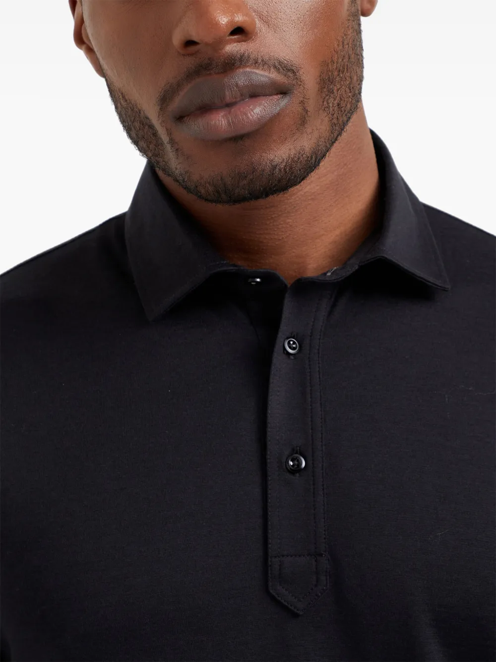 Brunello Cucinelli Button-fastening Cotton Polo Shirt In 黑色